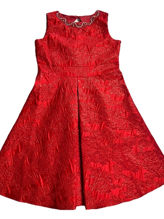 Rare Editions Other - Rare Editions Red Textured Jewel-Neck Party Dress